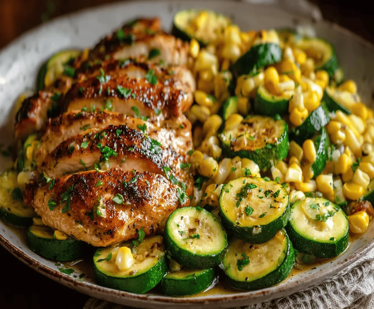 Garlic Butter Chicken with Zucchini and Sweet Corn