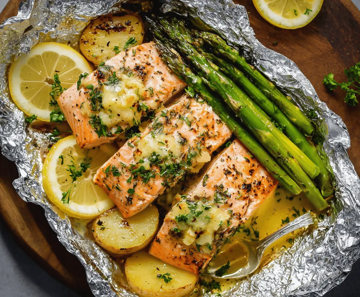 Salmon Foil Packets with Pineapple Lemon Butter