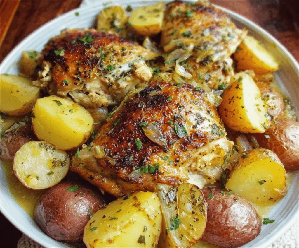 Easy Slow Cooker Parmesan Garlic Chicken and Potatoes