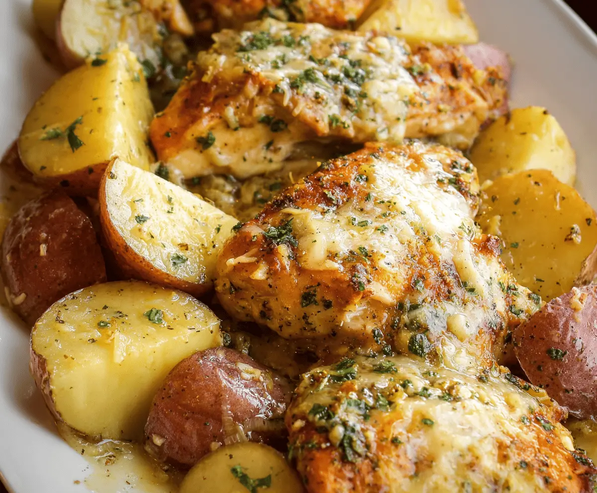 Easy Slow Cooker Parmesan Garlic Chicken and Potatoes