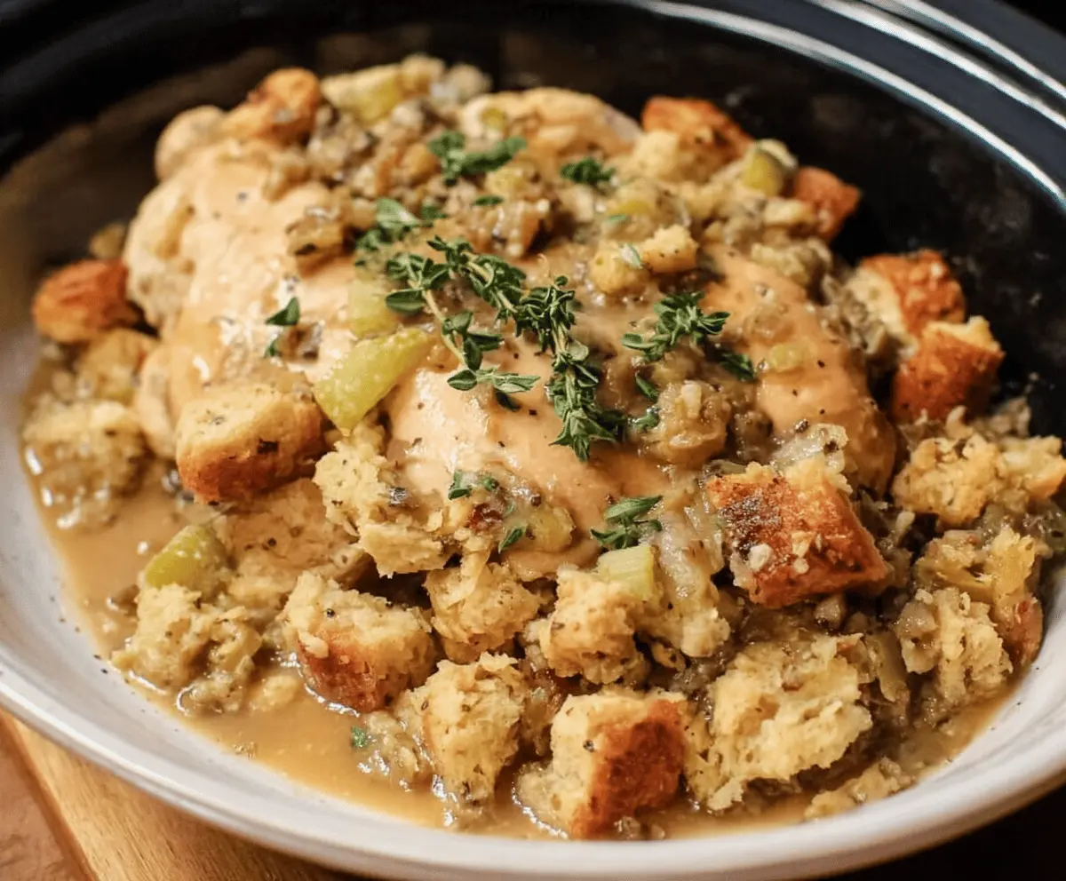 Easy Crock Pot Chicken and Stuffing Recipe