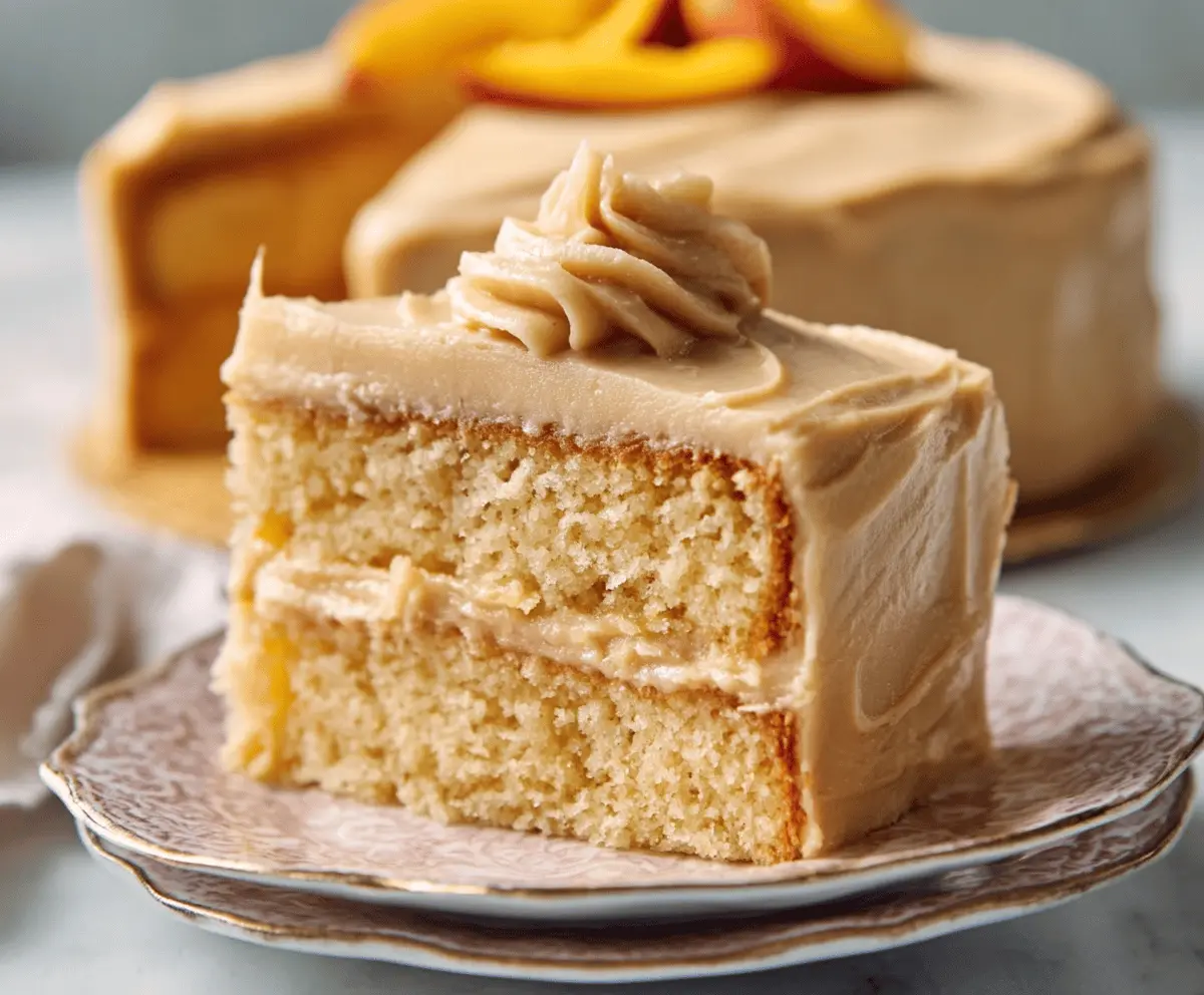 Moist Peach Cake With Brown Sugar Frosting