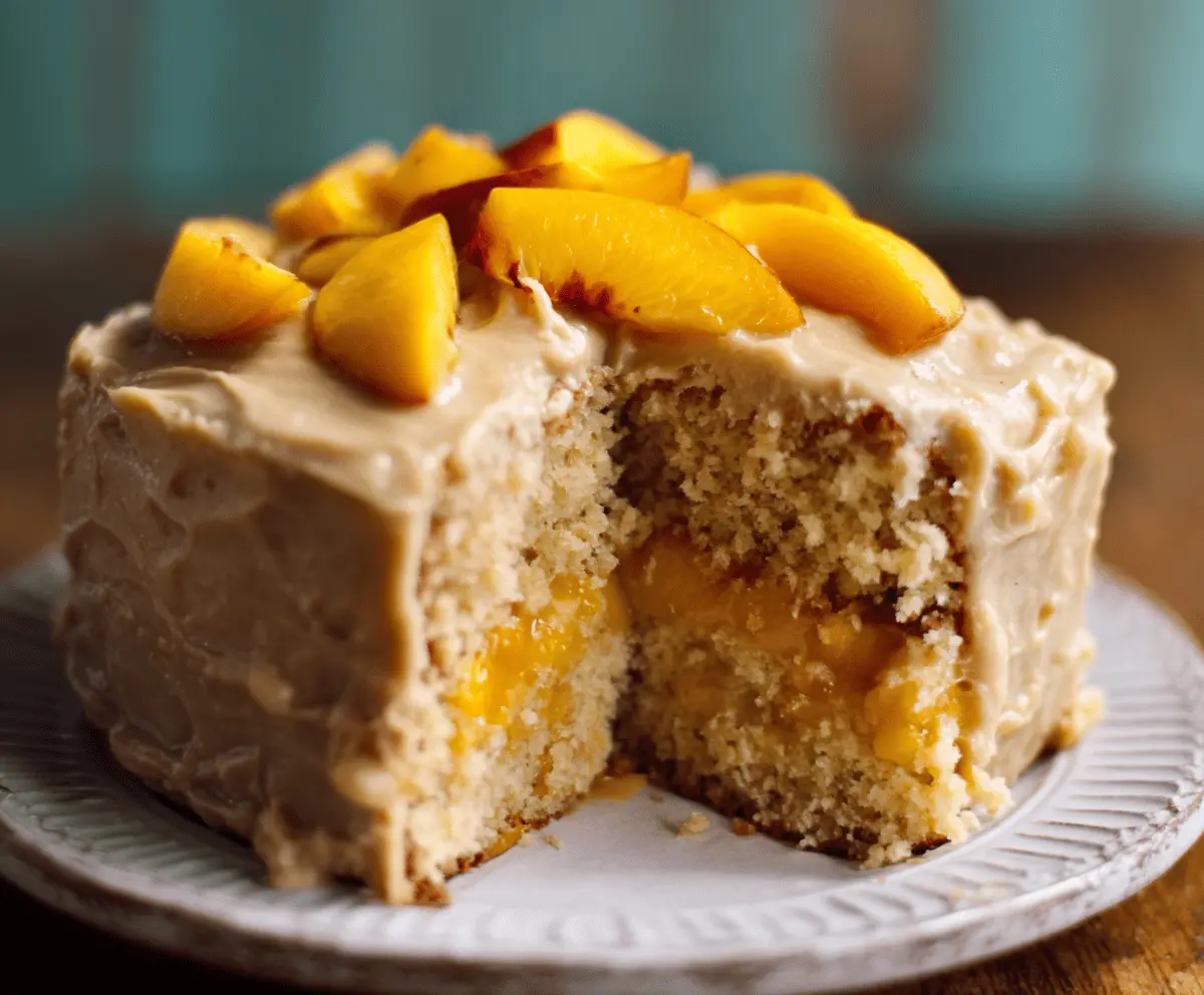 Moist Peach Cake With Brown Sugar Frosting