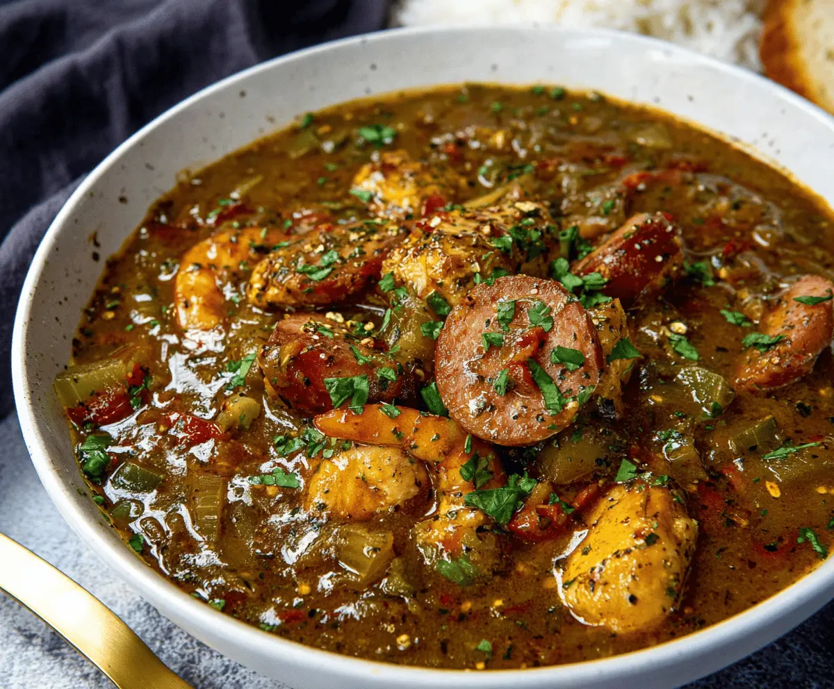 Easy New Orleans Cajun Chicken Andouille Gumbo Recipe
