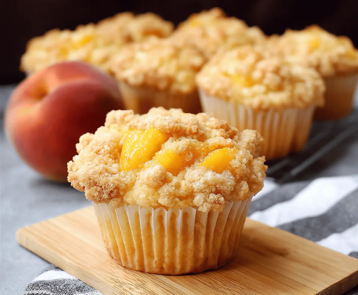 Easy Peach Crumb Topping Muffins