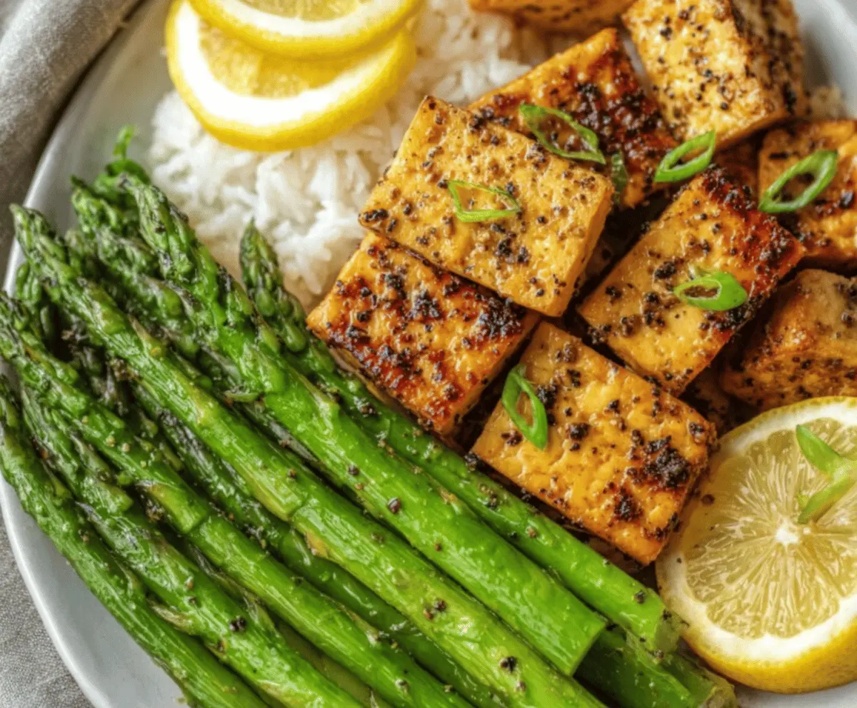 Easy Lemon Pepper Tofu And Asparagus