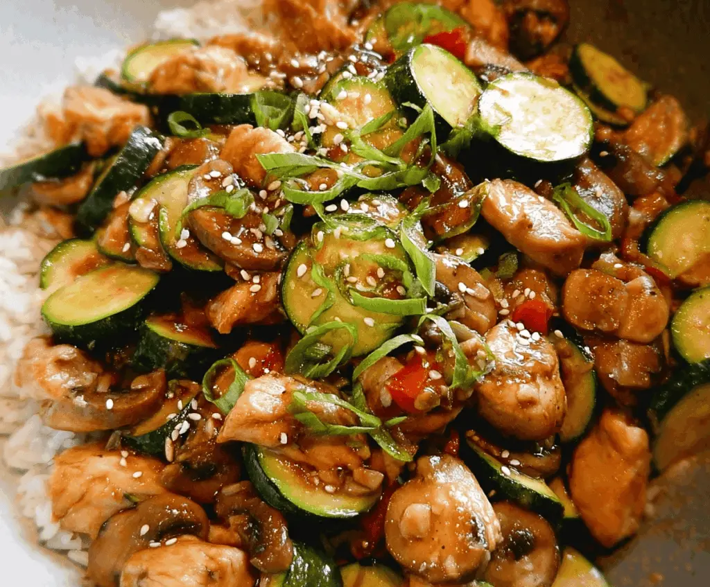 Easy Zucchini Mushroom Chicken Stir Fry Recipe