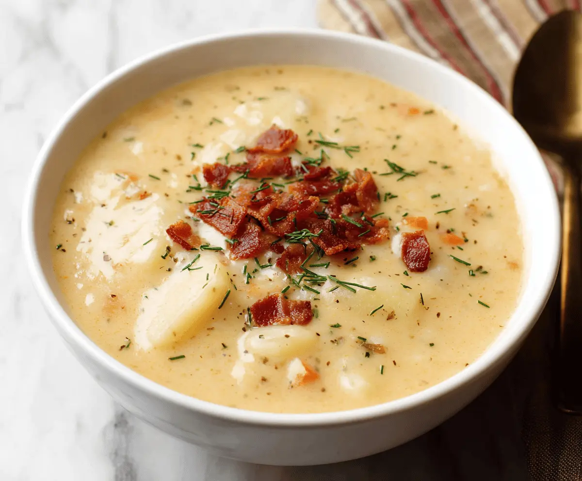 Creamy Potato Soup with Bacon Bits