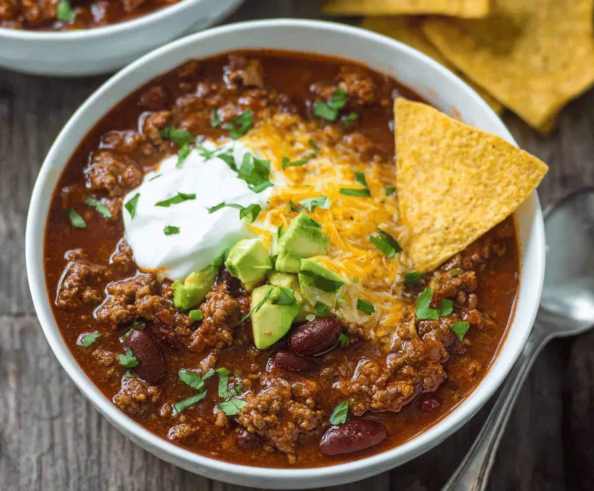 Crockpot Chili with Ground Beef and Beans