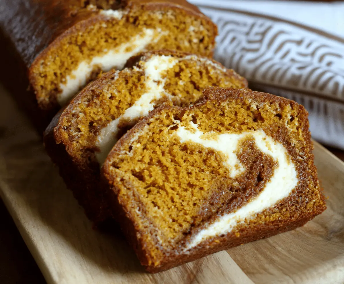 Easy Pumpkin Bread with Cream Cheese Swirl