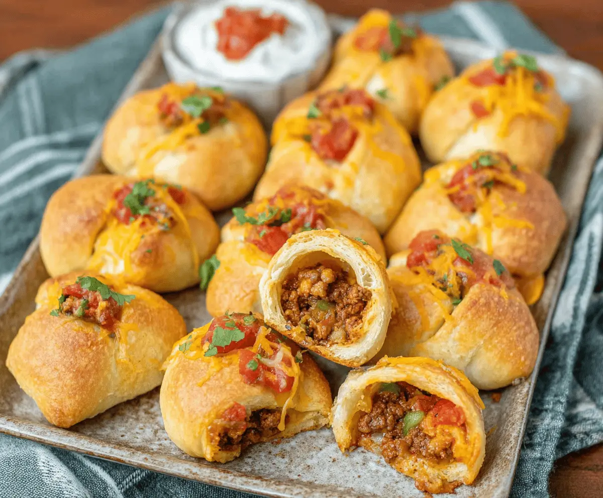 Ground Beef Nacho Bites on Crescent Rolls