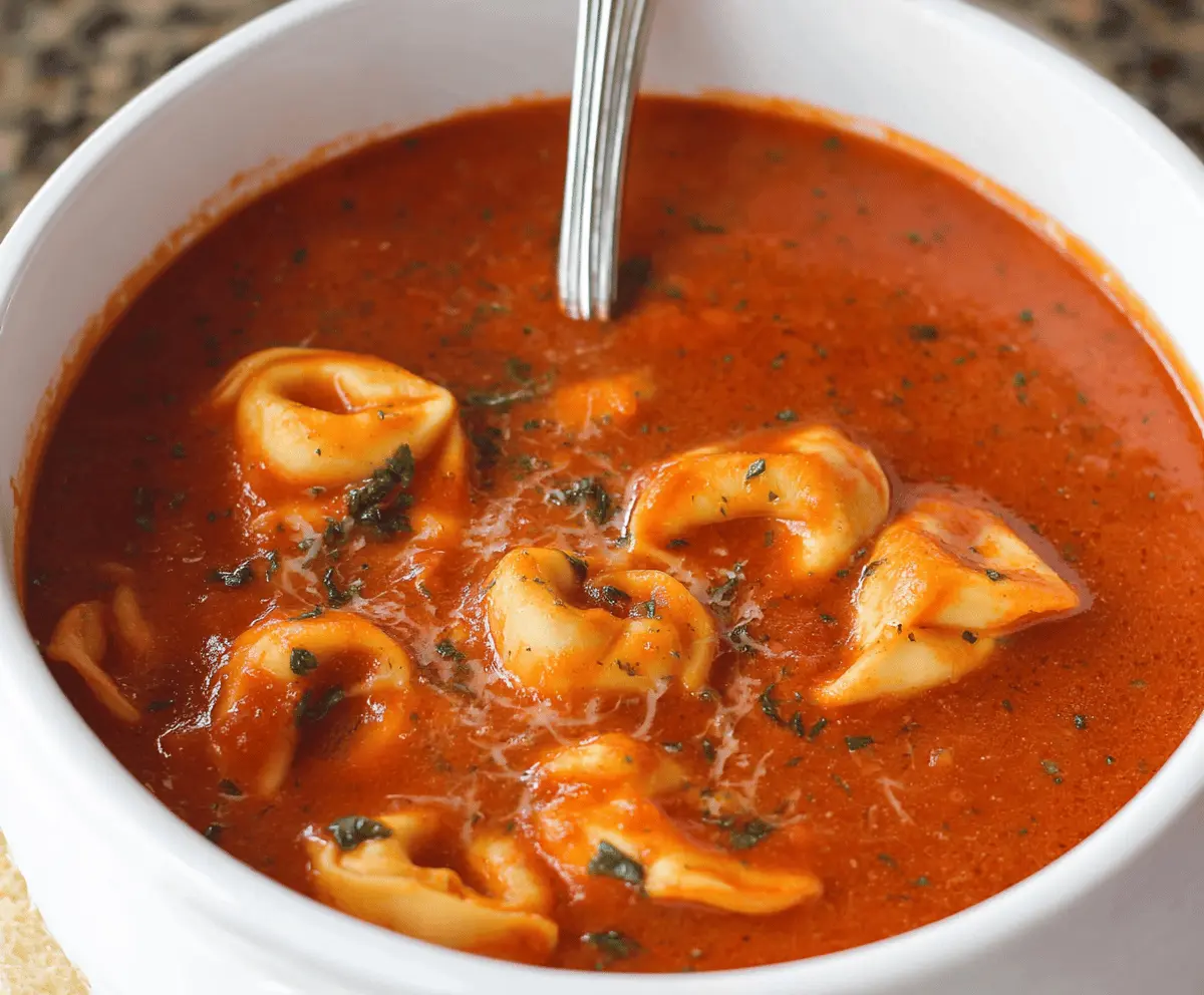 Slow Cooker Tomato Tortellini Soup