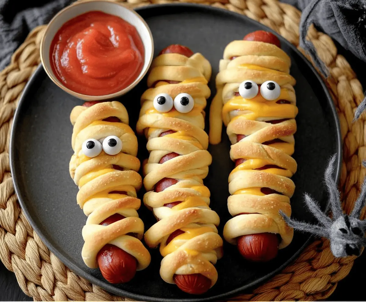 Easy 3-Ingredient Halloween Mummy Hot Dogs Recipe