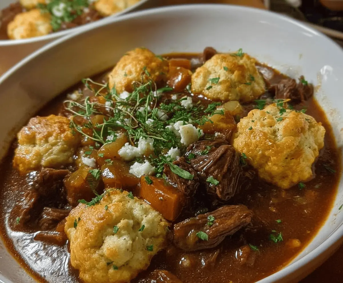Beef Stew with Cheddar Herb Dumplings