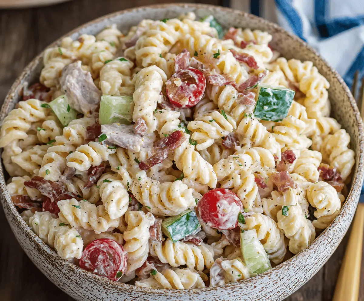 Easy Bacon Ranch Pasta Salad for Potlucks