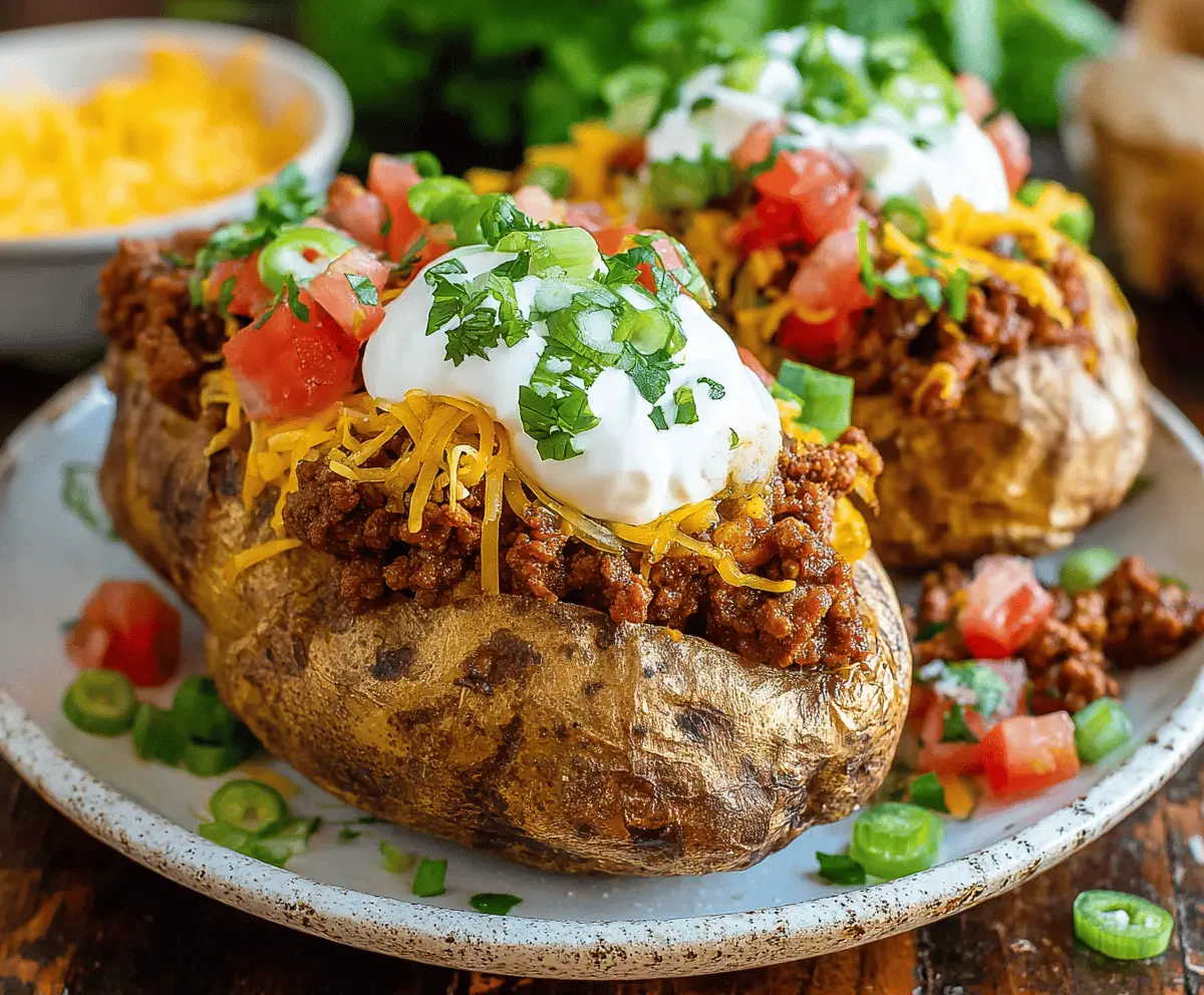 Loaded Beef Taco Stuffed Potatoes