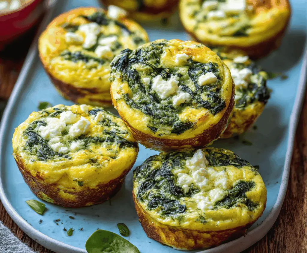Delicious savory spinach and feta egg muffins in a muffin tin, perfect for a healthy breakfast or snack