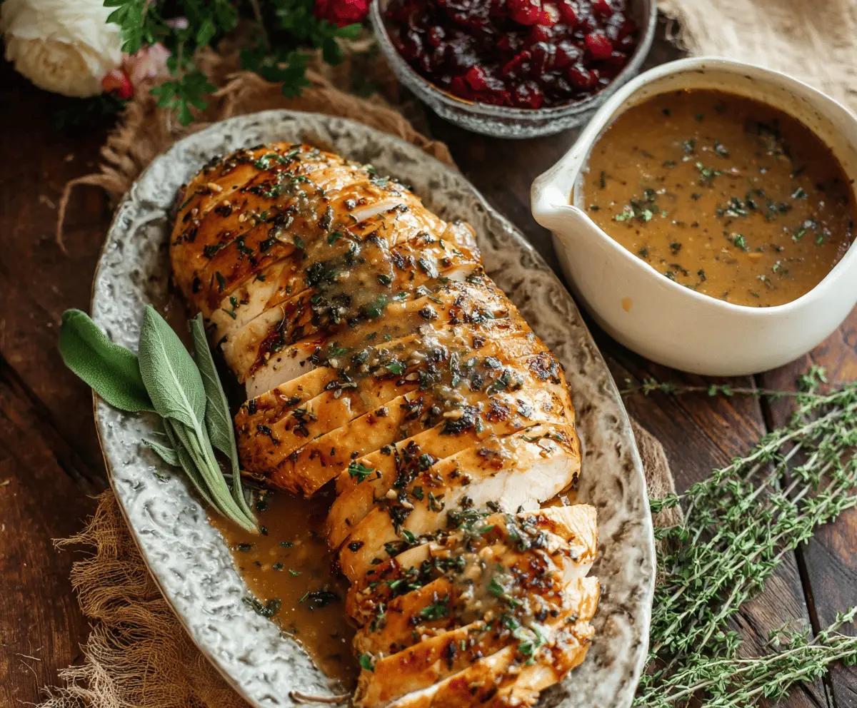 Easy Brown Butter Herb Turkey Gravy Recipe for Thanksgiving