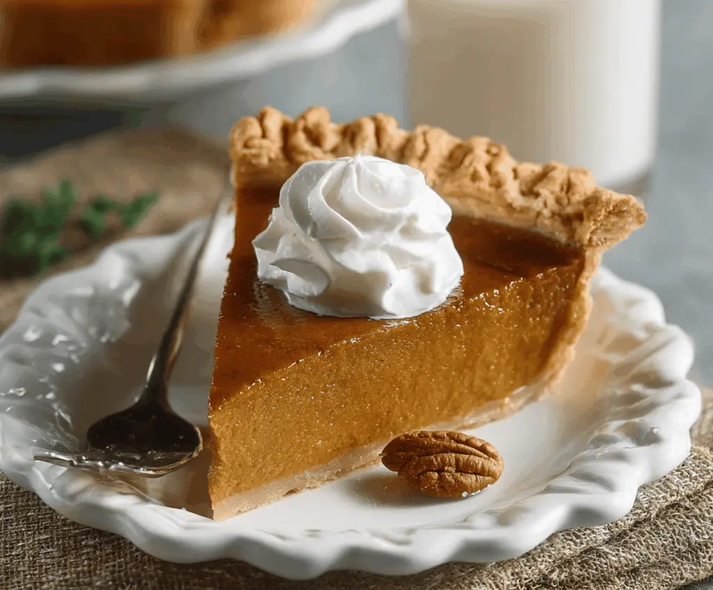 Delicious classic pumpkin pie with golden crust and creamy filling, perfect for holiday desserts and festive celebrations