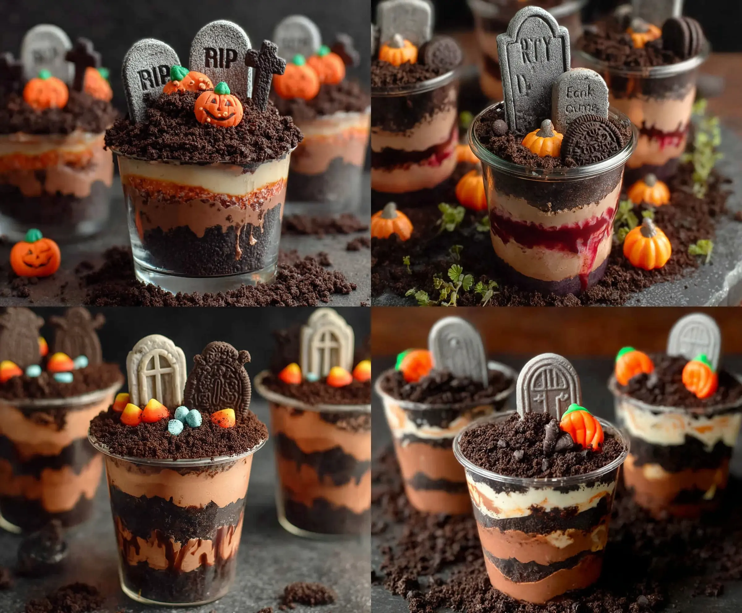 Spooky Halloween Graveyard Dirt Cups Recipe