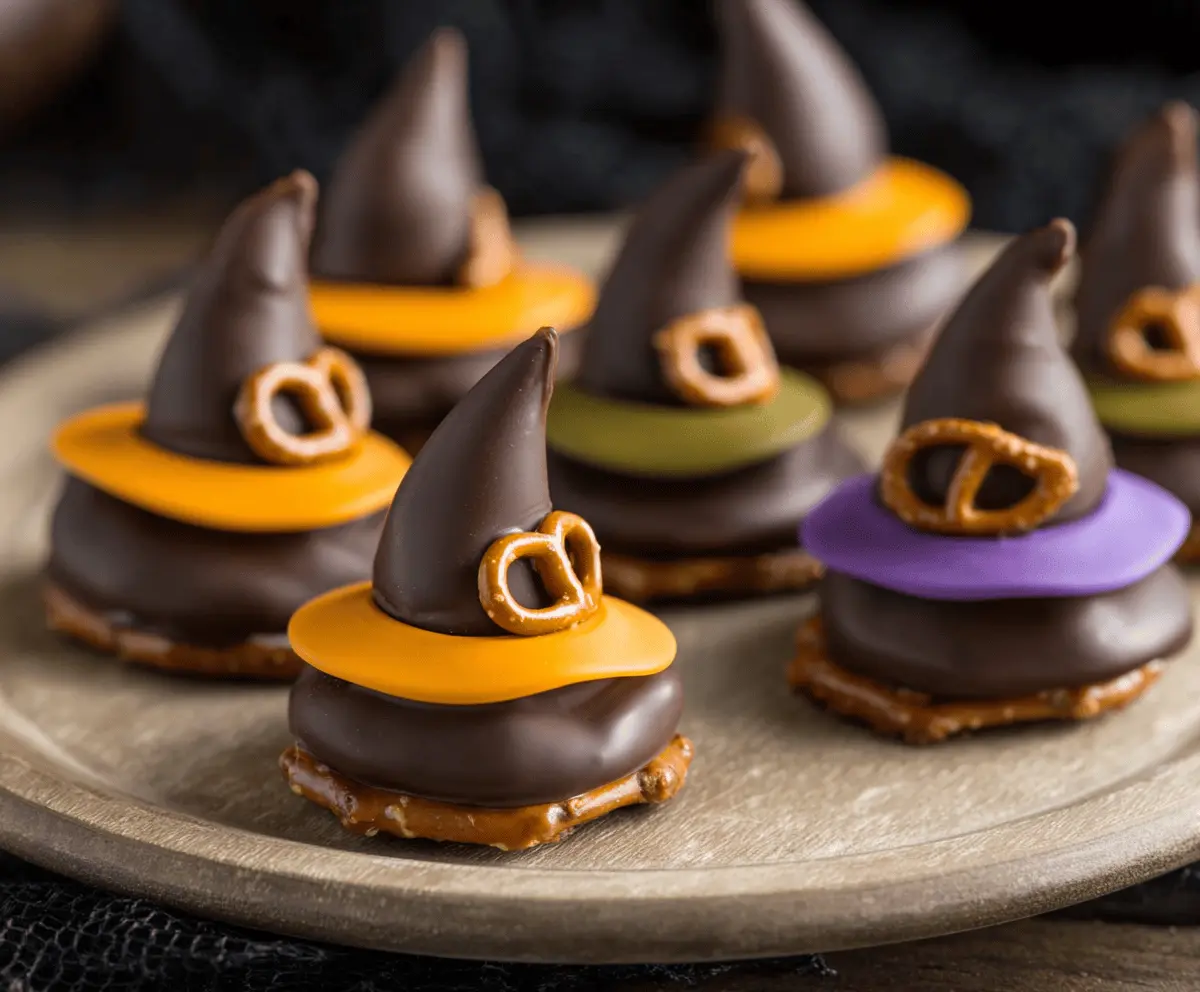 Halloween Witch Hat Pretzel-Chocolate Bites Recipe – Spooky & Easy Treats