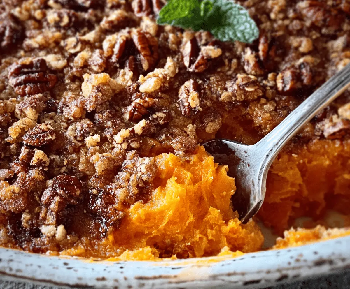 Easy Sweet Potato Casserole with Pecan Streusel for Thanksgiving