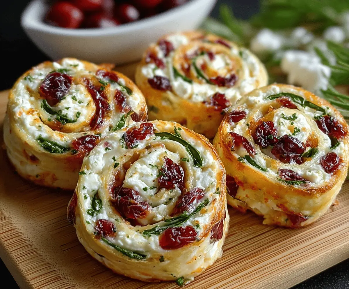 Easy Christmas Cranberry Feta Pinwheels