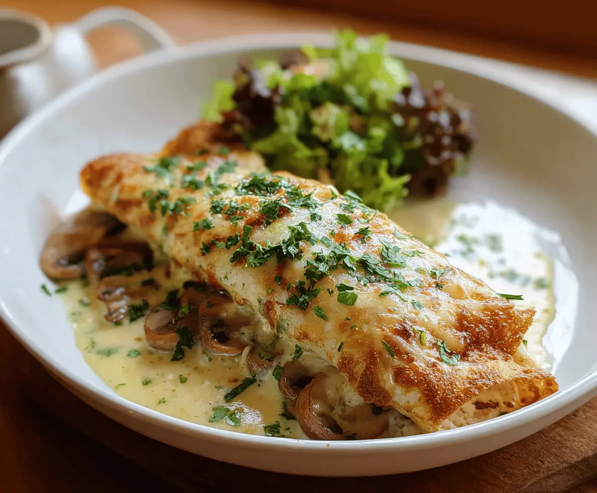 Easy Chicken & Mushroom Crepe Bake