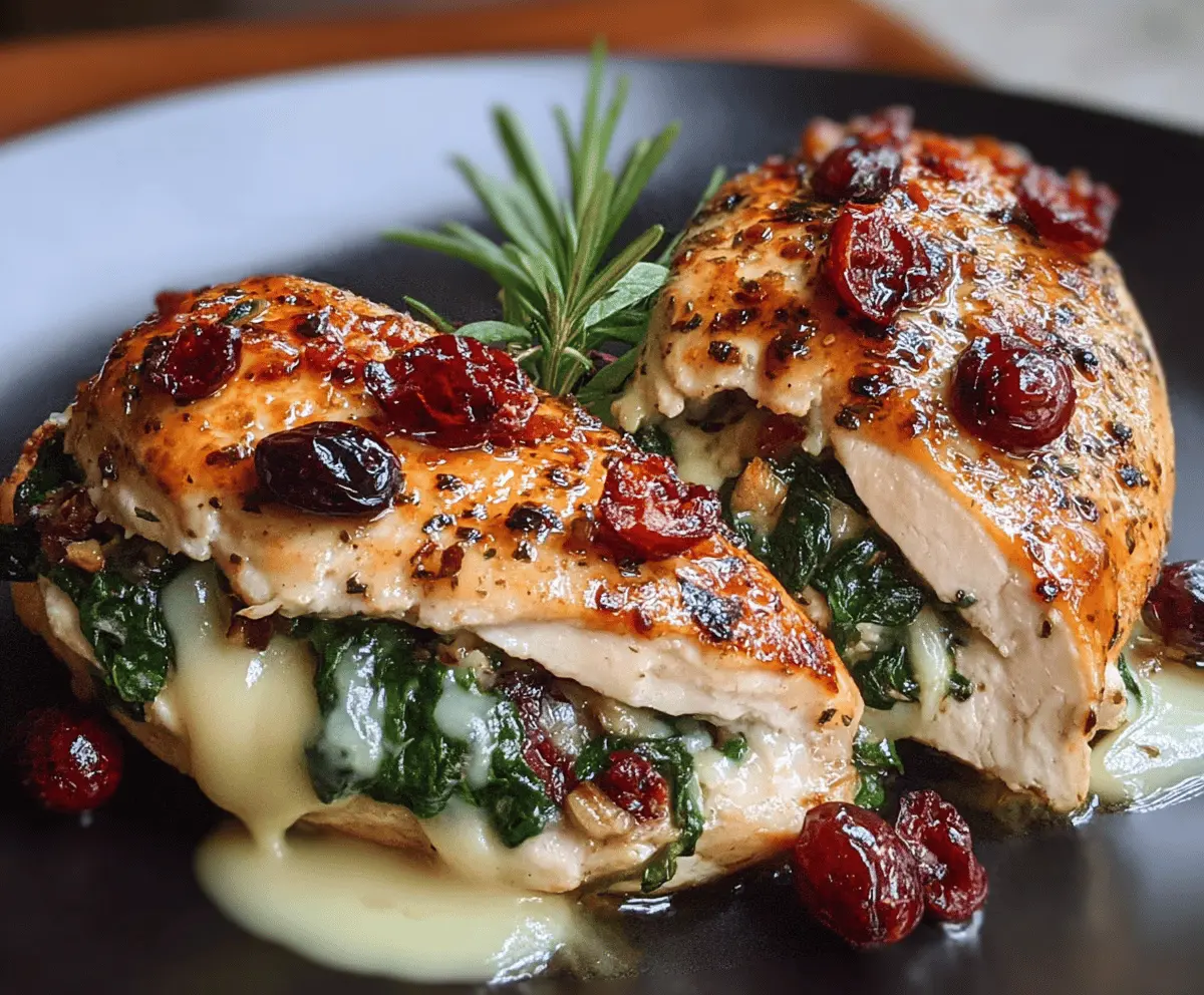Cranberry Spinach Stuffed Chicken with Brie