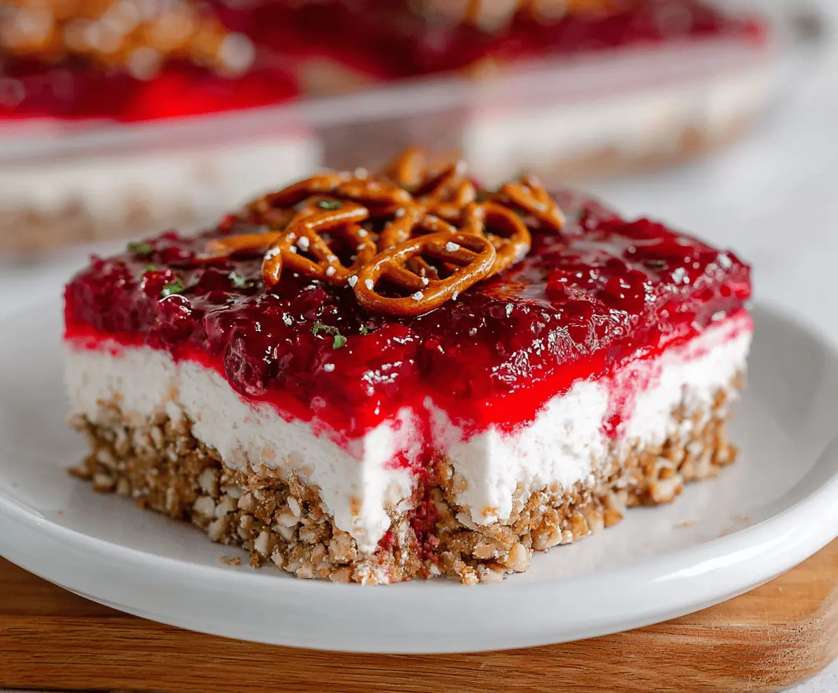 Easy Cranberry Raspberry Pretzel Salad