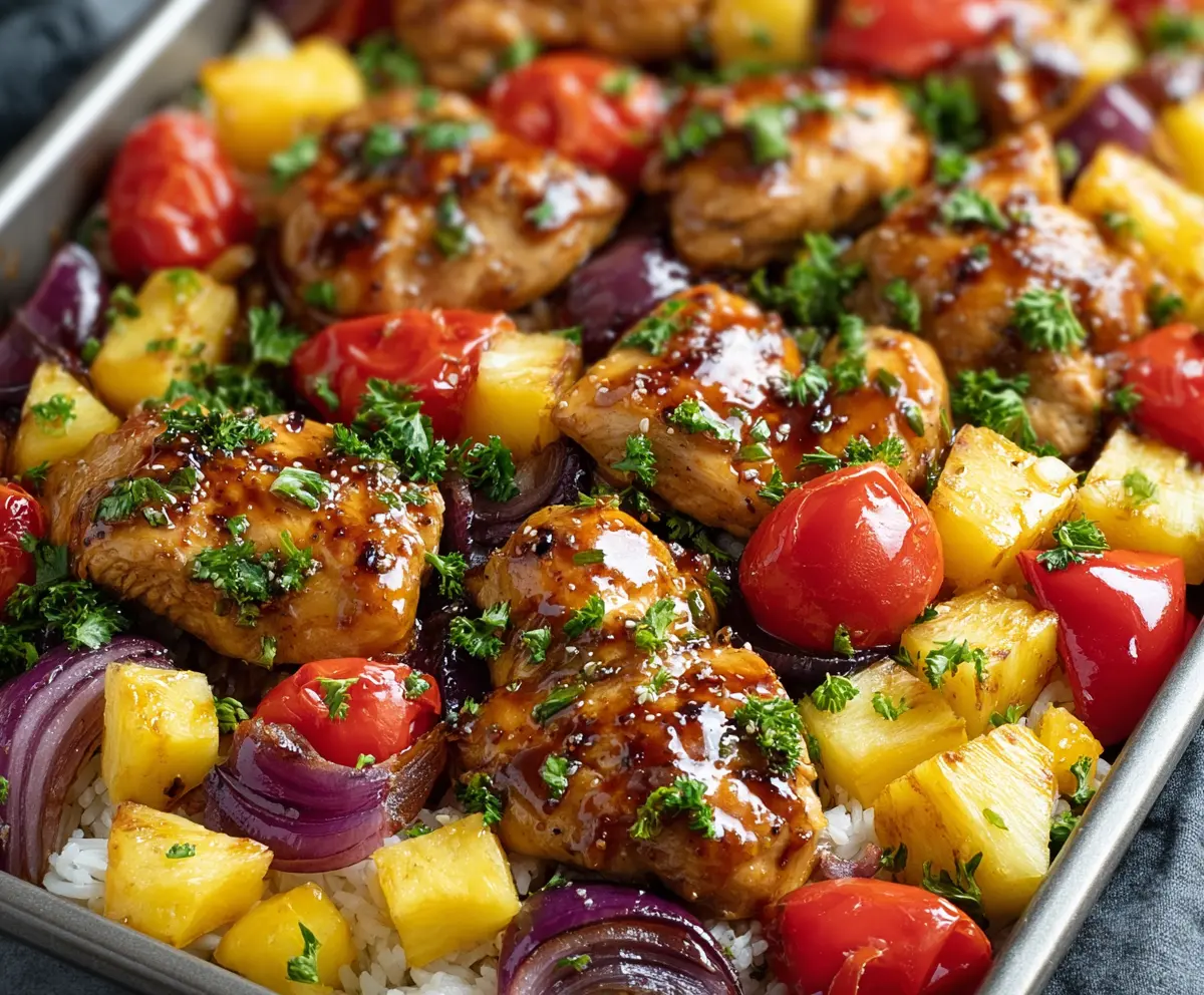 Easy Hawaiian Chicken Sheet Pan