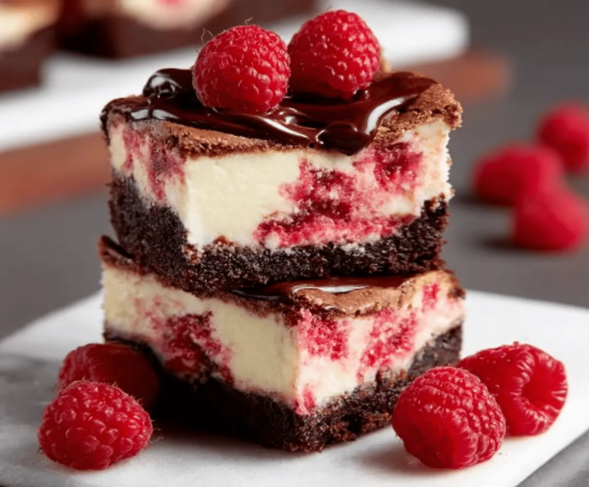 Easy Raspberry Brownie Cheesecake