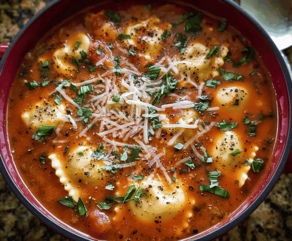 Simple and delicious ravioli soup in one pot, perfect for cozy dinners.