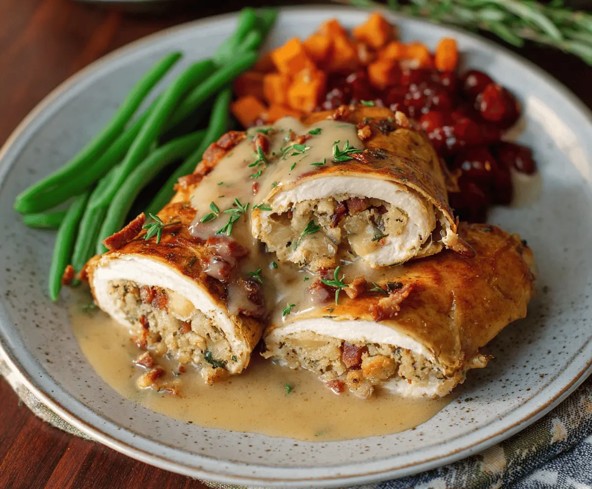 Easy Turkey & Stuffing Roll Ups with Gravy
