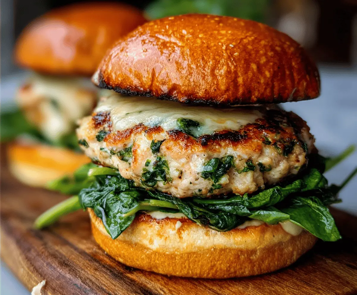 Easy White Cheddar Spinach Chicken Burgers