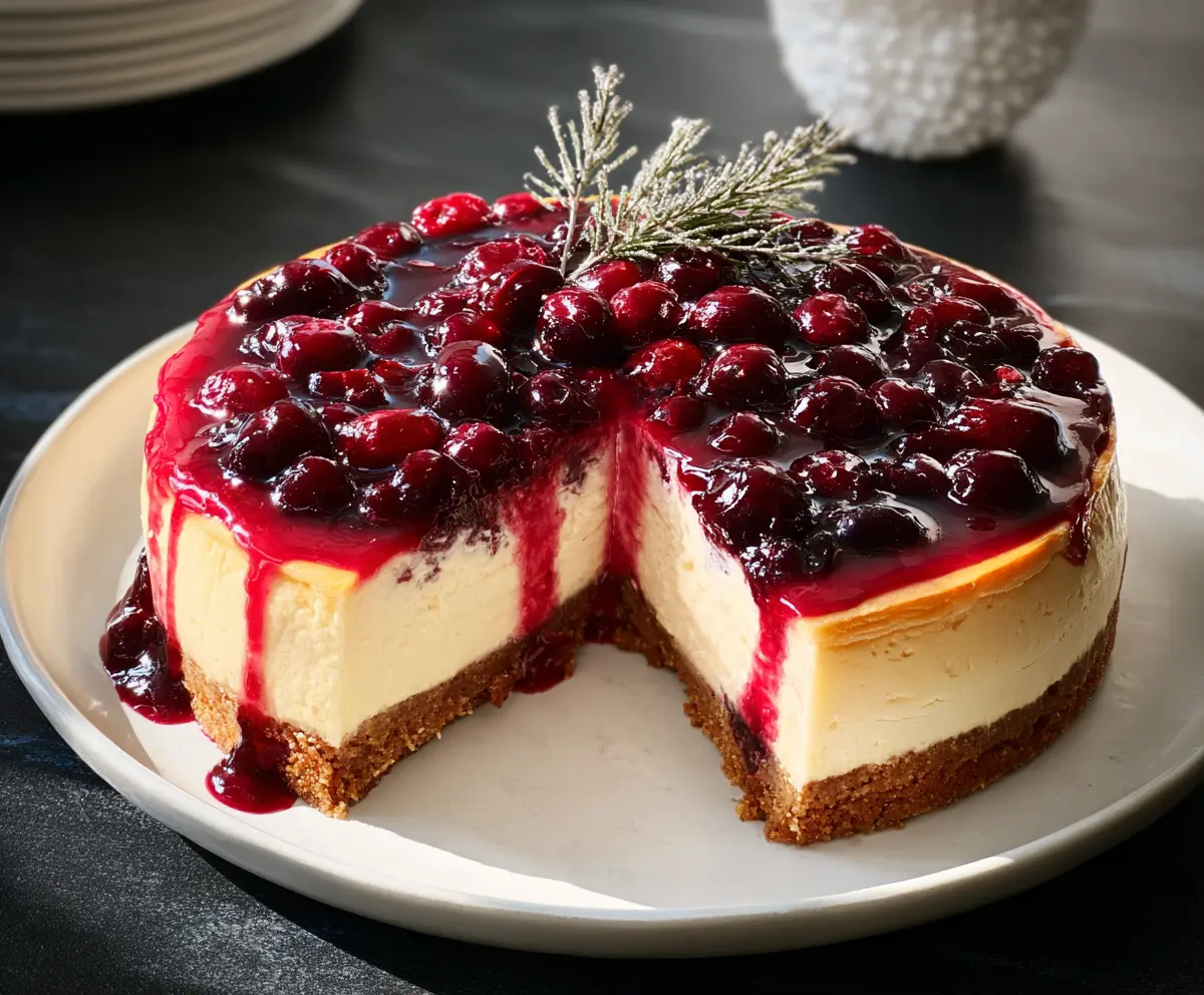 Easy Christmas Cranberry Cheesecake