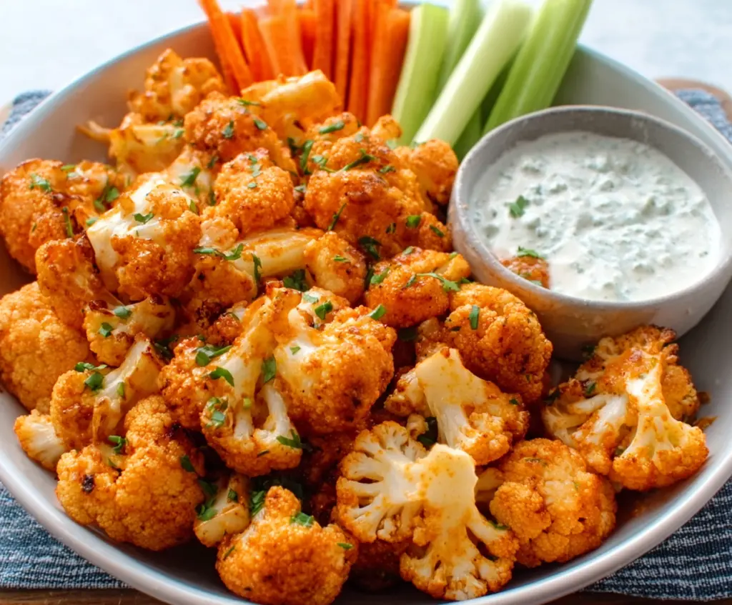 Craving a spicy snack? Try these crispy Buffalo Cauliflower Bites perfect for parties and appetizers.