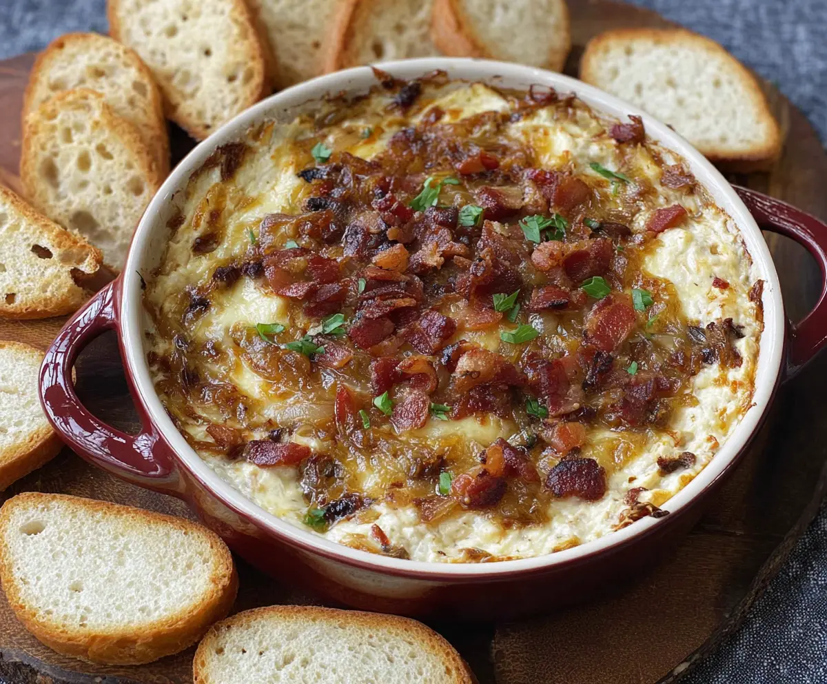 Easy Caramelized Onion Bacon Dip