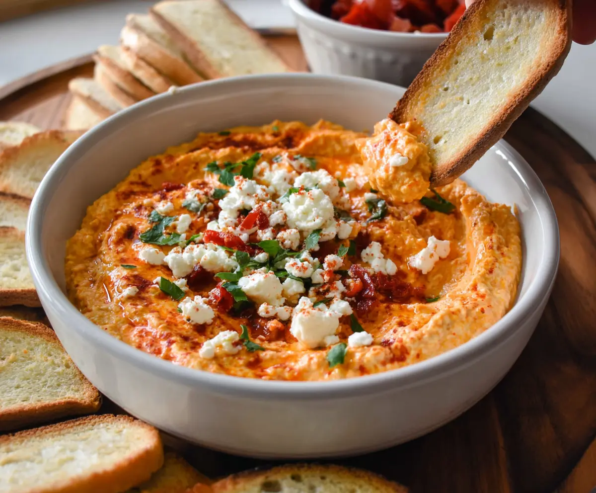 Easy Roasted Red Pepper & Feta Dip