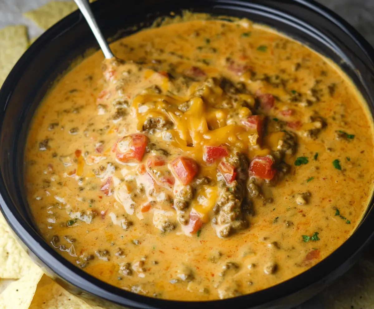 Easy Rotel Dip with Ground Beef