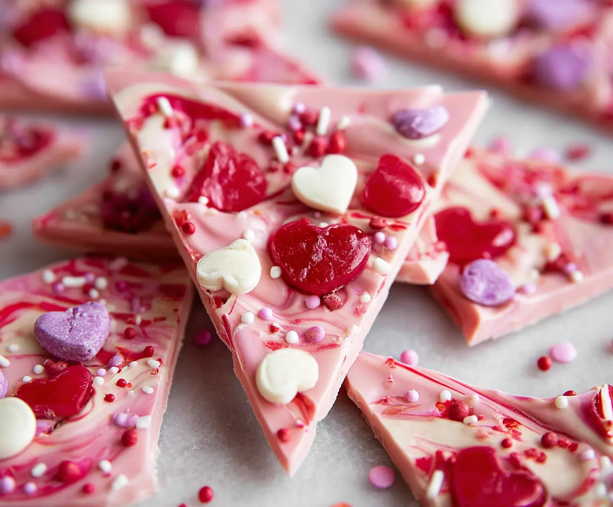 Easy Vanilla Cherry Valentine Bark