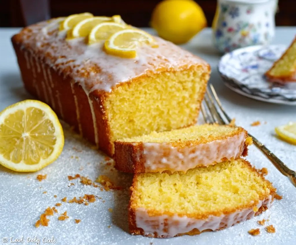 Delicious Lemon Drizzle Cake with a zesty lemon glaze and fluffy sponge texture.