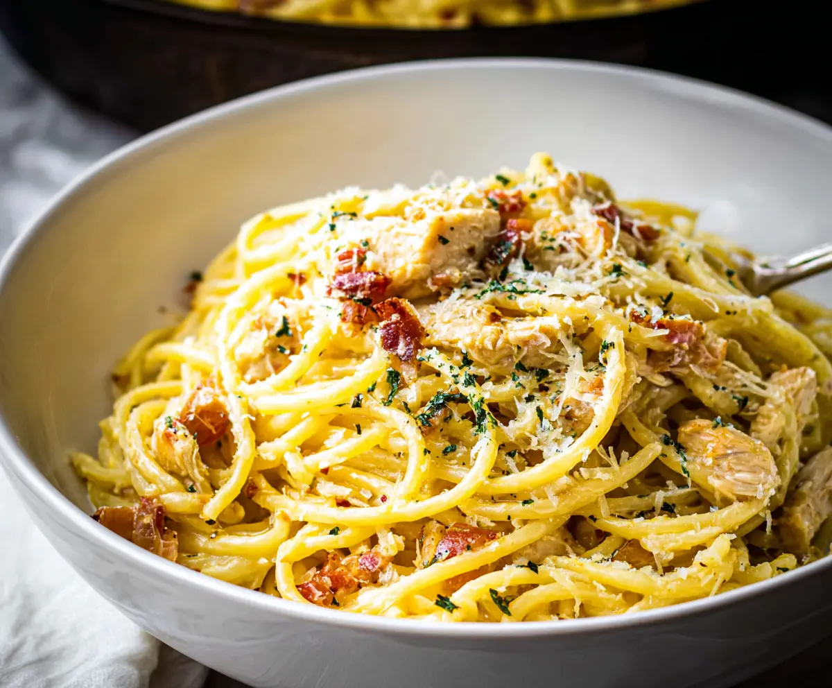 Easy Chicken Carbonara Pasta