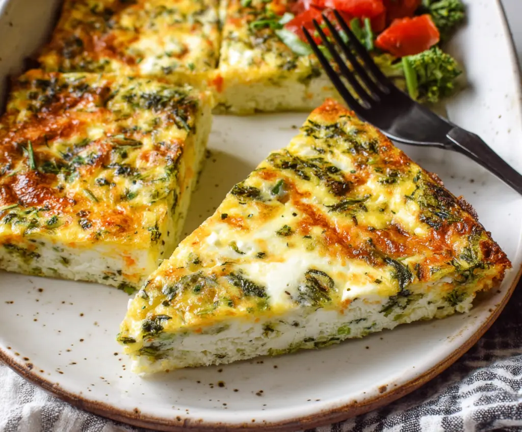 Delicious Cottage Cheese Egg Bake served on a plate, showcasing a fluffy and healthy breakfast option.