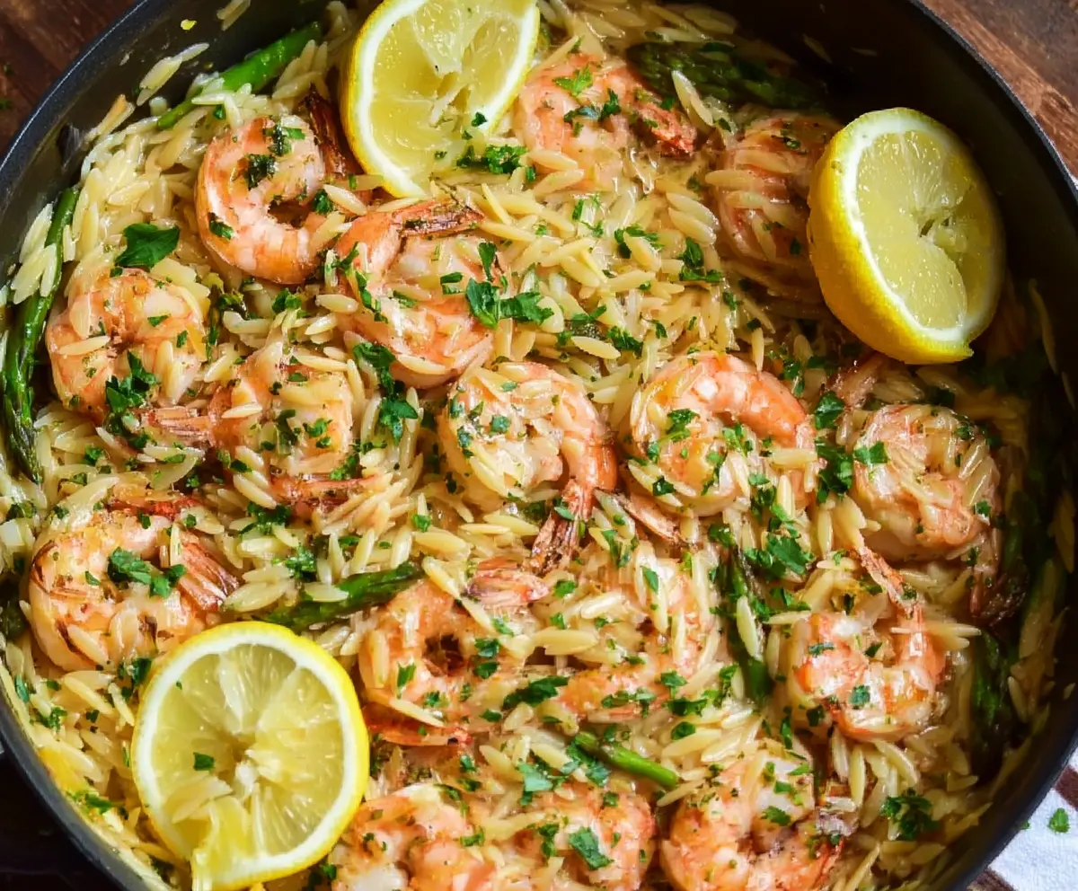 Zesty Lemon Garlic Shrimp Orzo