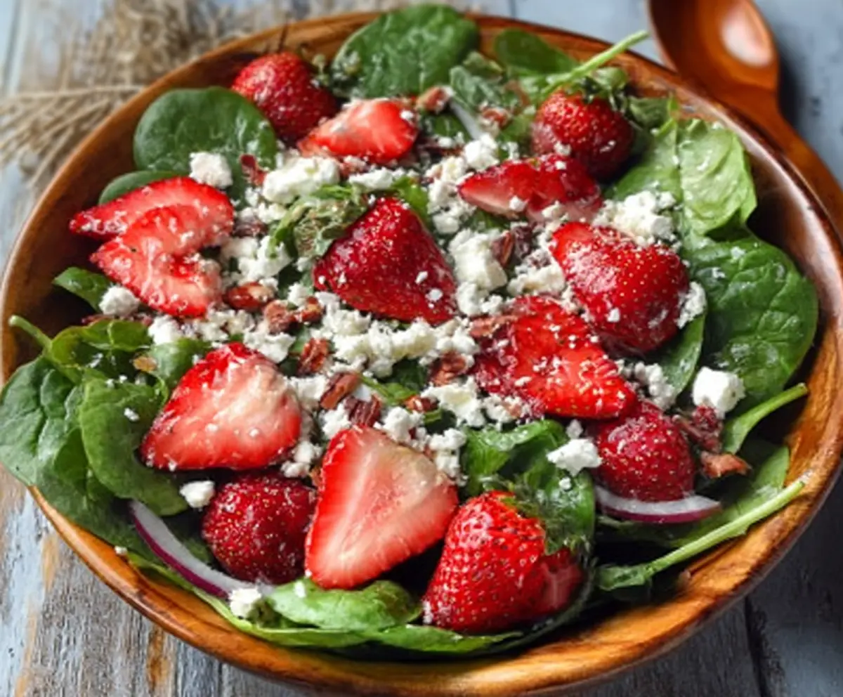 Fresh Strawberry Spinach Salad with Goat Cheese