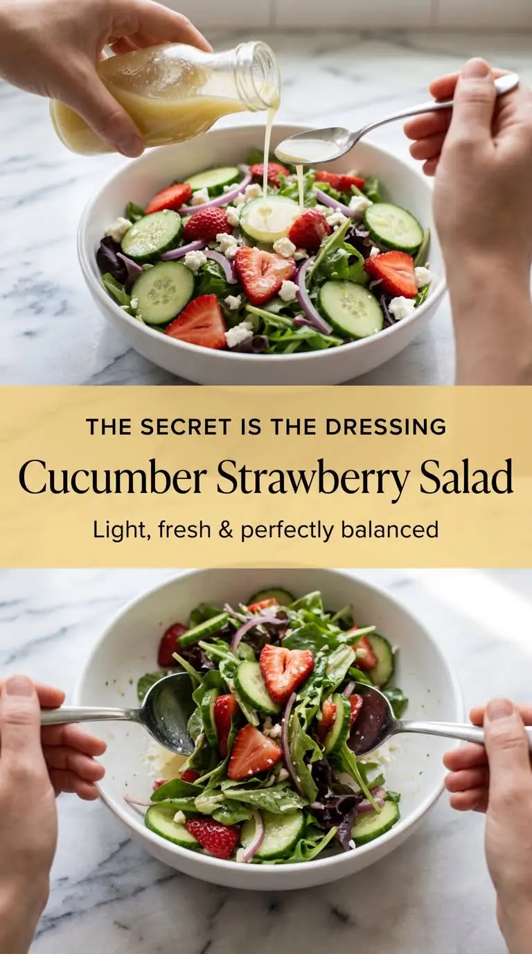Cucumber Strawberry Salad with Watermelon, fresh juicy crisp