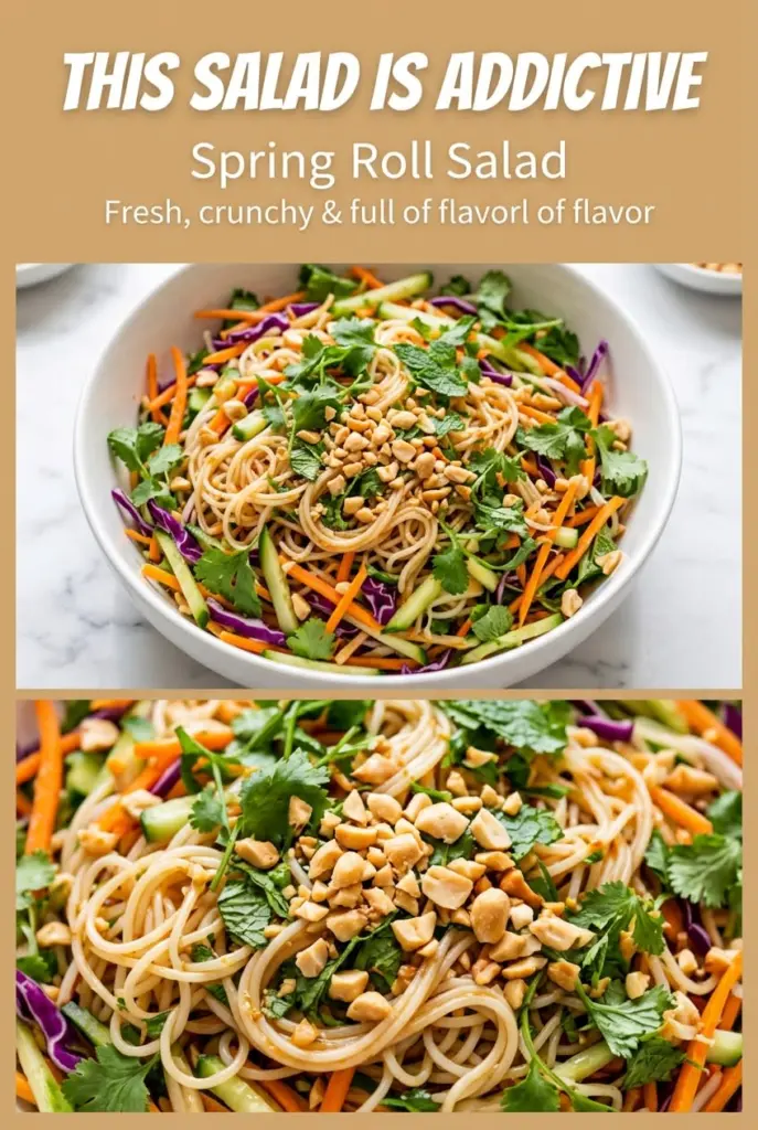 Spring Roll Salad with Spicy Ginger Dressing