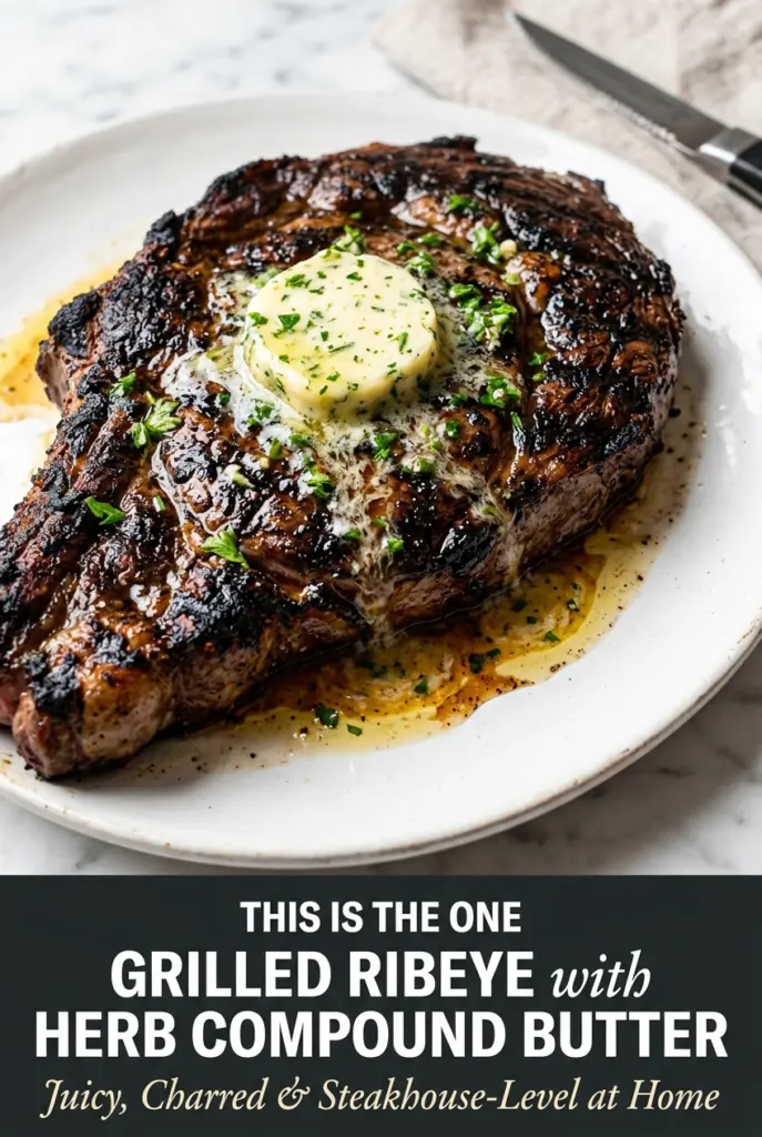 Grilled Ribeye with Herb Compound Butter