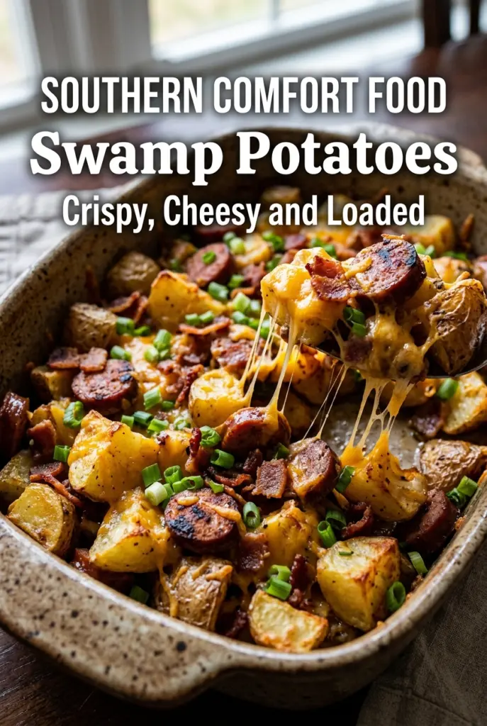 Cheesy Cajun Swamp Potatoes